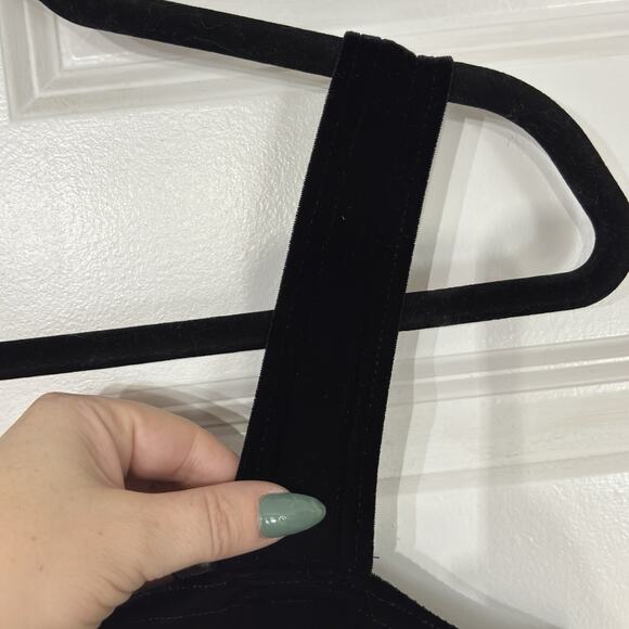 Vtg Y2K Velvet Tank Cami Sm Black Gothic Whimsigoth Coquette Witchy Square Neck - Picture 5 of 9